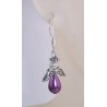 Purple tear drop and Pearl Angel earrings