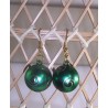 Green Christmas Ornament Ball Earrings