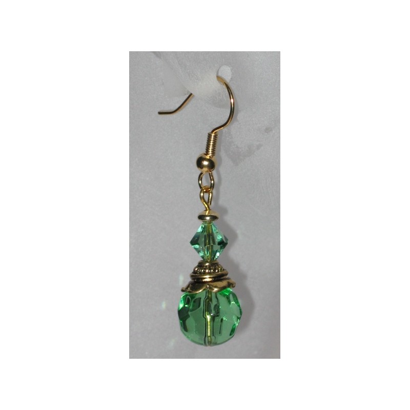 Faceted Green Glass Earrings