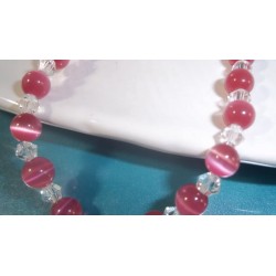 Pink Opal Semi-Precious Cat’s Eye Gemstone Stretchy Bracelet